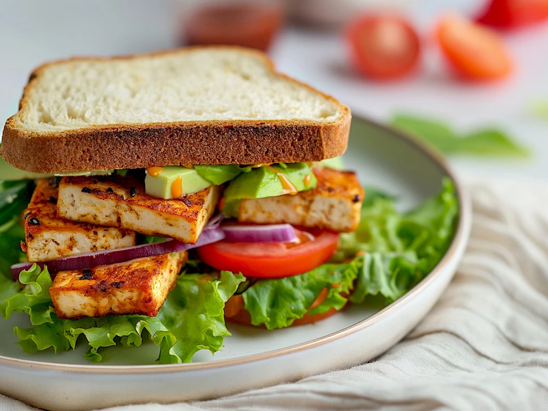 Veganes Frühstücksandwich mit Tofu