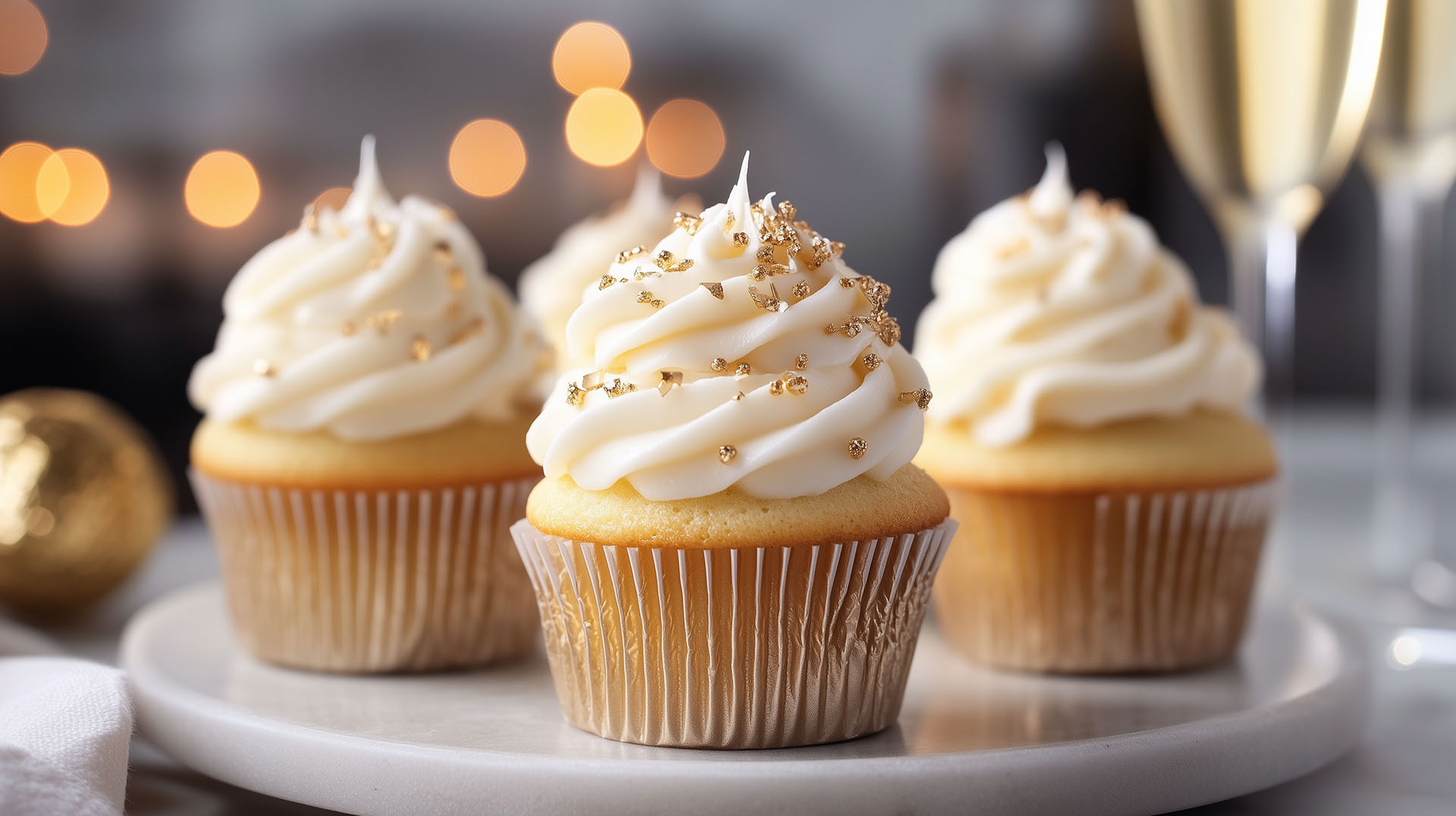 Weiße-Schokolade-Champagner-Cupcakes