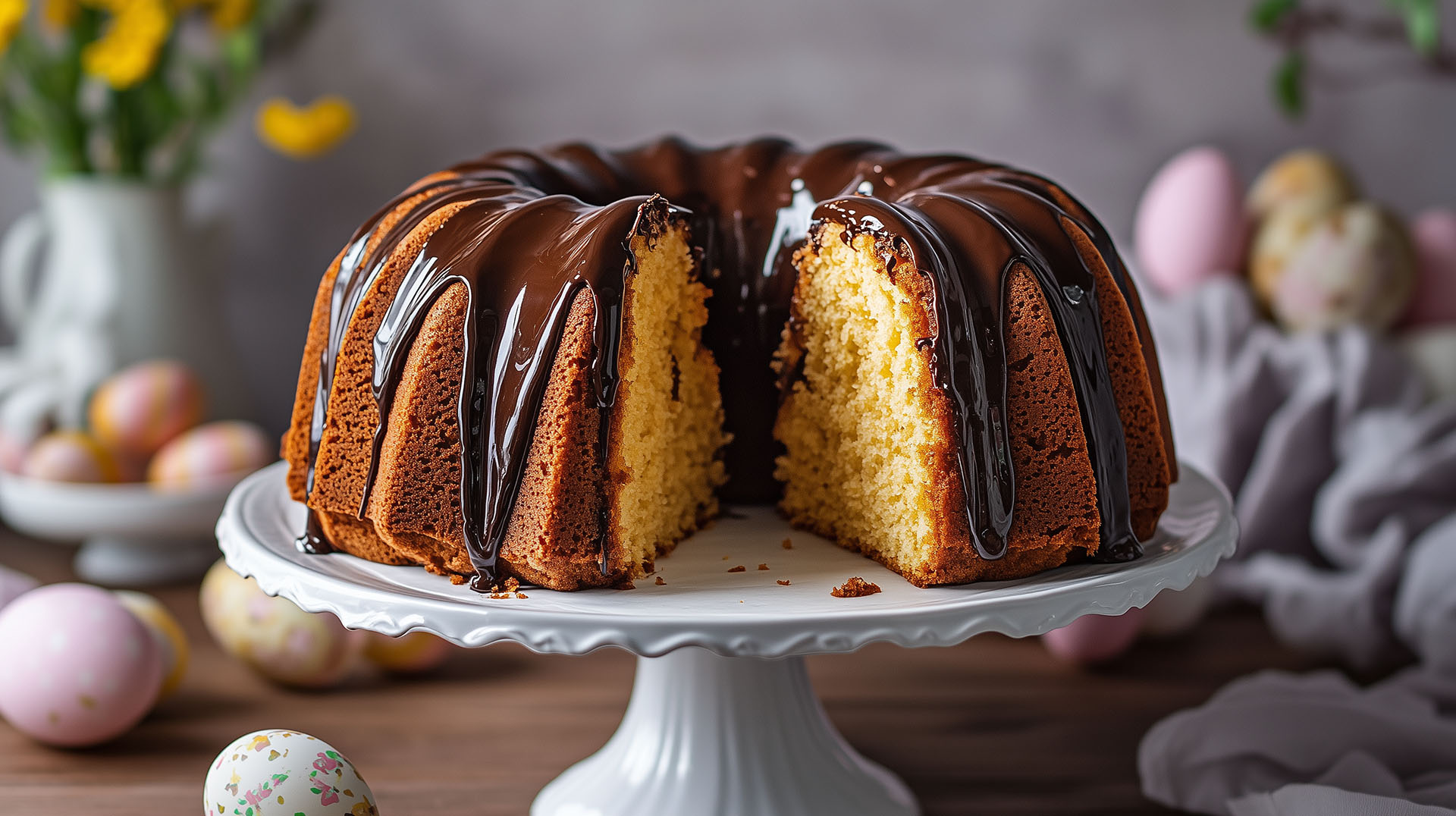 Eierlikör Gugelhupf mit Zartbitter-Ganache