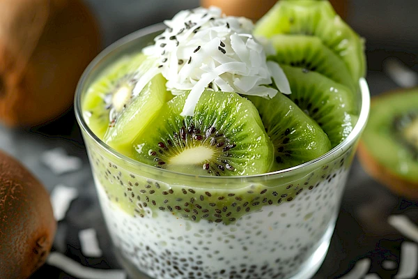 Chia-Kokospudding mit Kiwi-Topping