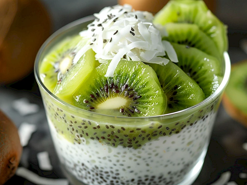 Chia-Kokospudding mit Kiwi-Topping