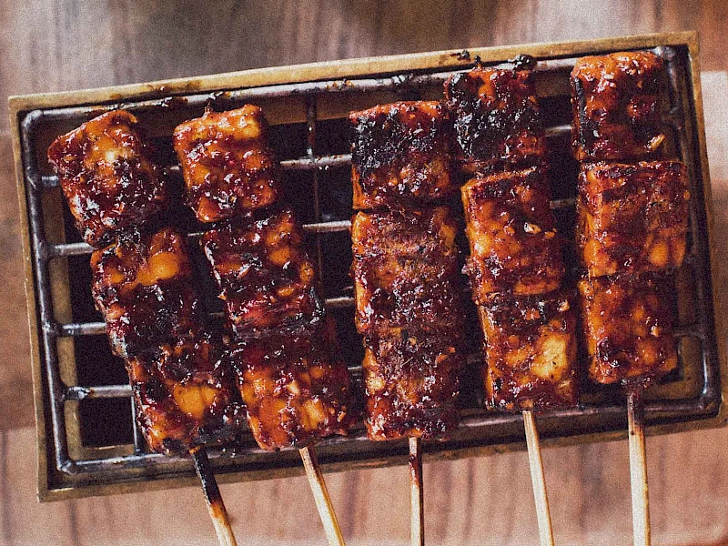 Tofu-Saté-Spieße mit Erdnuss-Soße