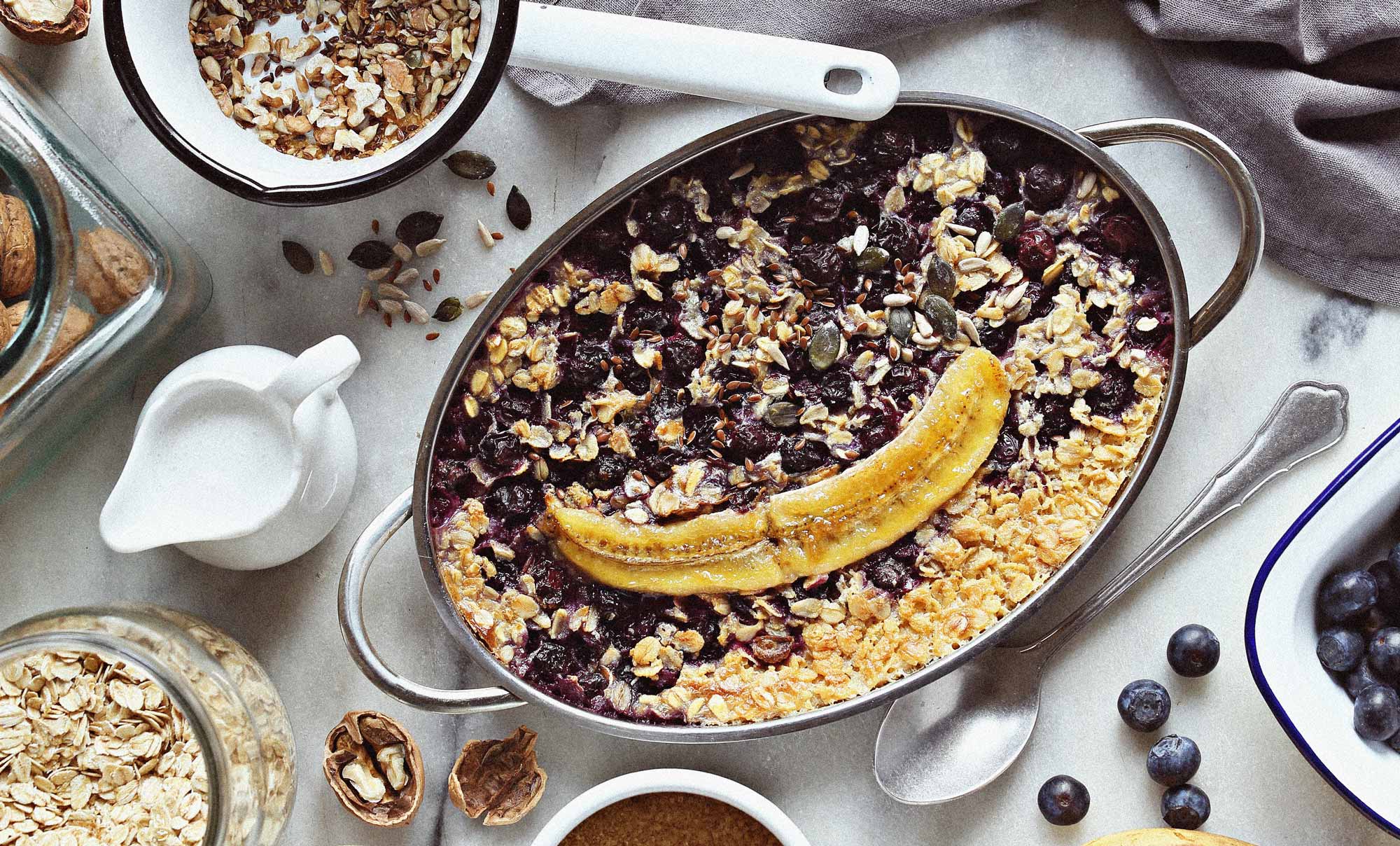 Banana Blueberry Baked-Oats
