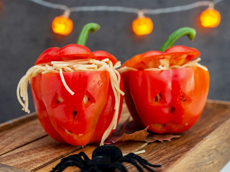 Spaghetti-Paprika-Köpfe