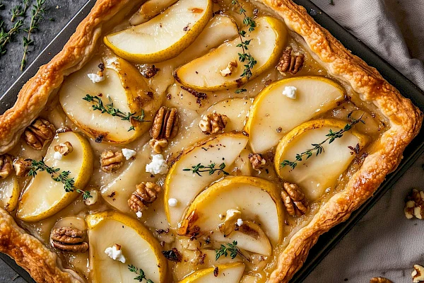 Karamellisierter Birnen-Flammkuchen