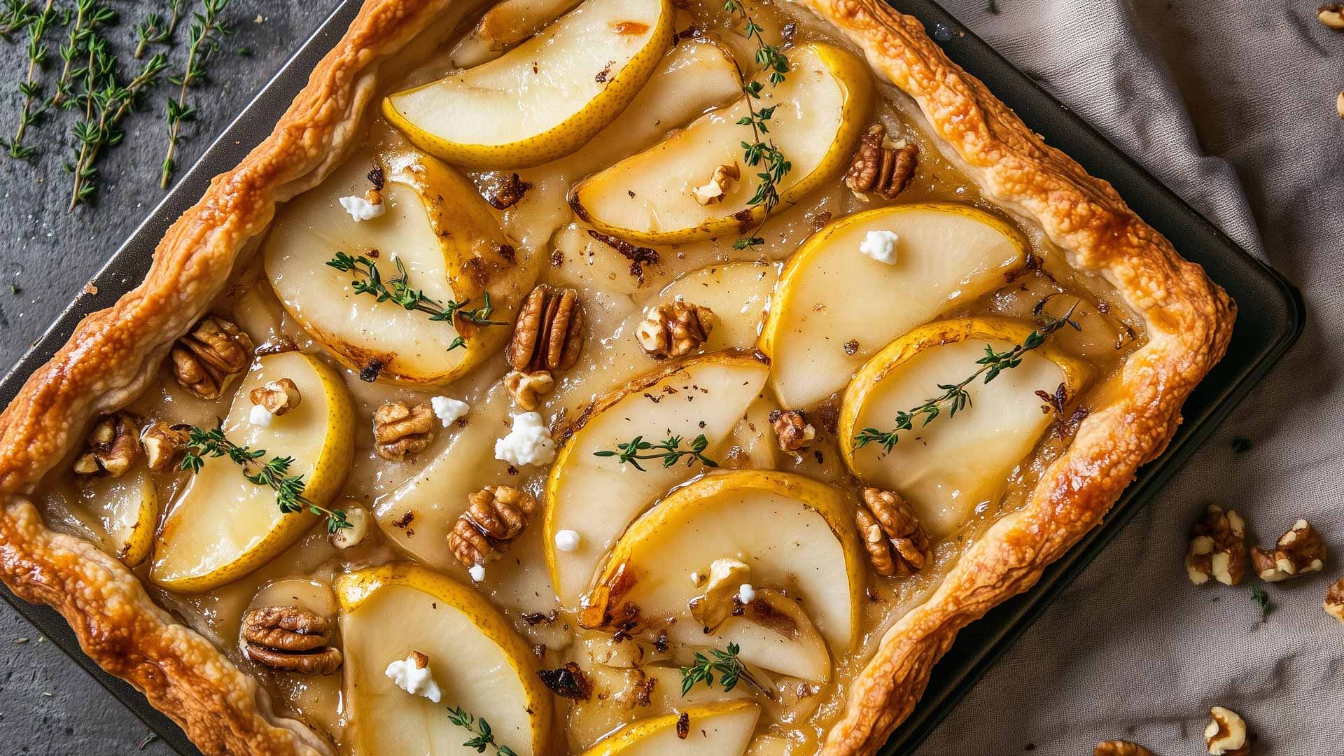 Karamellisierter Birnen-Flammkuchen