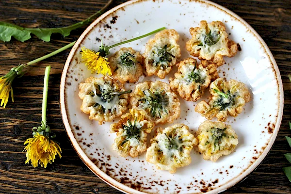 Frittierte Löwenzahnblüten